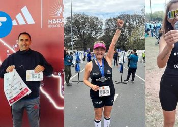 Sangenarinos recorrieron 42 km en la maratón de buenos aires.