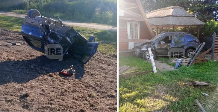 Andino Choque y vuelco sobre la 26S: Un vehiculo quedó dentro de una casa