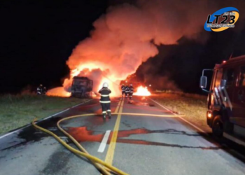 UN CAMIÓN SE INCENDIÓ EN RUTA 66 EN DIRECCIÓN A CAÑADA ROSQUIN