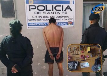 Una persona aprehendida en cercanía de la Vieja Iglesia de Gálvez