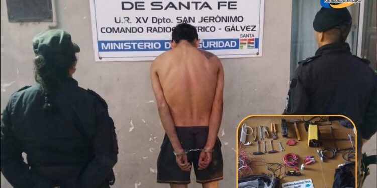 Una persona aprehendida en cercanía de la Vieja Iglesia de Gálvez