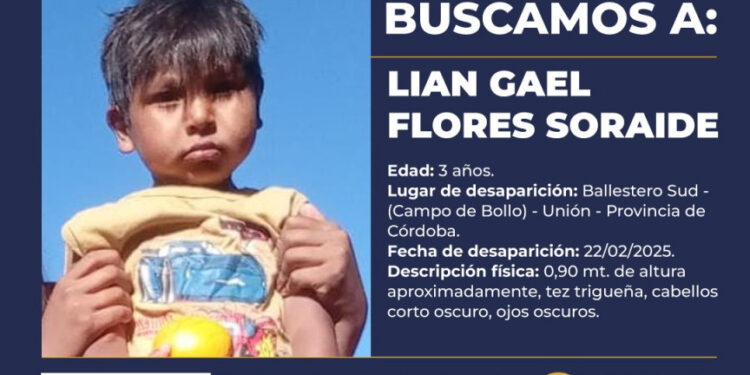 Activaron el alerta Sofía para buscar a Liam en Córdoba