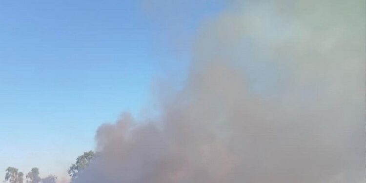 Incendio en un campo en Montes de Oca por quema de basura