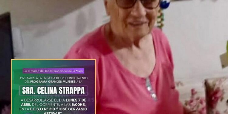San Genaro: ENTREGARÁN EL RECONOCIMIENTO DEL PROGRAMA GRANDES MUJERES A CELINA STRAPPA