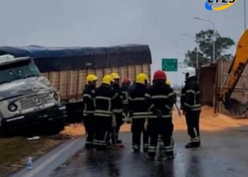 CHABÁS: CHOQUE DE CAMIONES EN RUTA 33. UN LESIONADO
