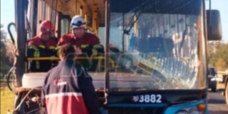 CHOQUE ENTRE COLECTIVO Y CAMIÓN EN AUTOPISTA A LA ALTURA DE GRANADERO BAIGORRIA