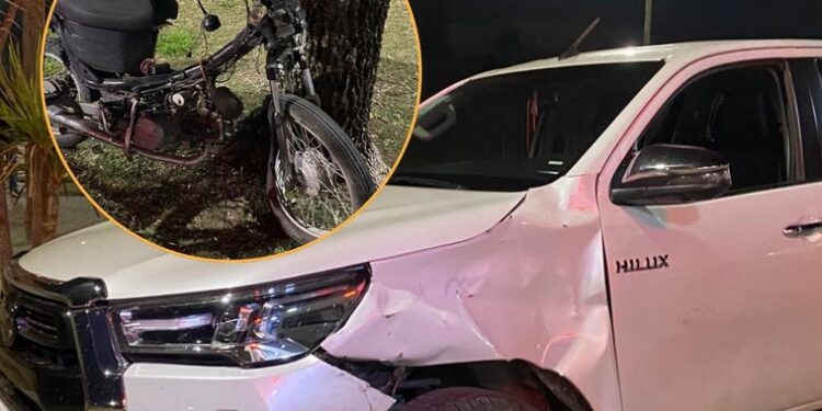 San Genaro: accidente de tránsito en la intercepción de las calles San Juan y Borges entre una camioneta y una moto.