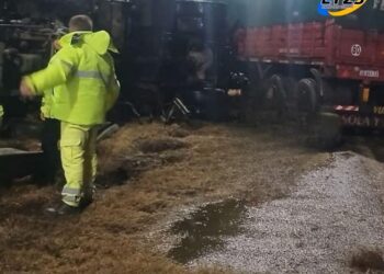 UN CAMIÓN VOLCÓ ANOCHE EN EL KM 15 LA AUTOPISTA ROSARIO – SANTA FE