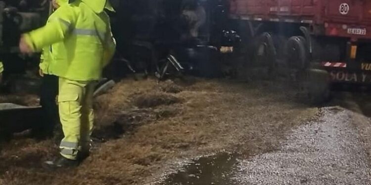 UN CAMIÓN VOLCÓ ANOCHE EN EL KM 15 LA AUTOPISTA ROSARIO – SANTA FE