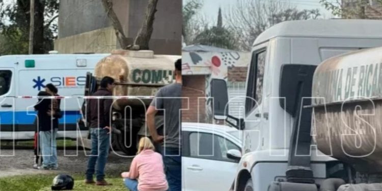 Accidente fatal en Ricardone: un motociclista murió tras impactar con el camión regador