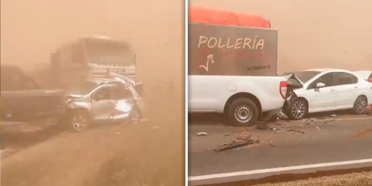 RUTA 34 CORTADA, ENTRE CENTENO Y LAS BANDURRIAS: MÚLTIPLE CHOQUE Y VISIBILIDAD REDUCIDA POR VIENTO Y TIERRA