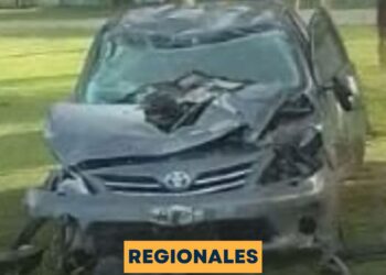Dos jóvenes de Timbúes protagonizaron un terrible vuelco sobre ruta 11 en Oliveros