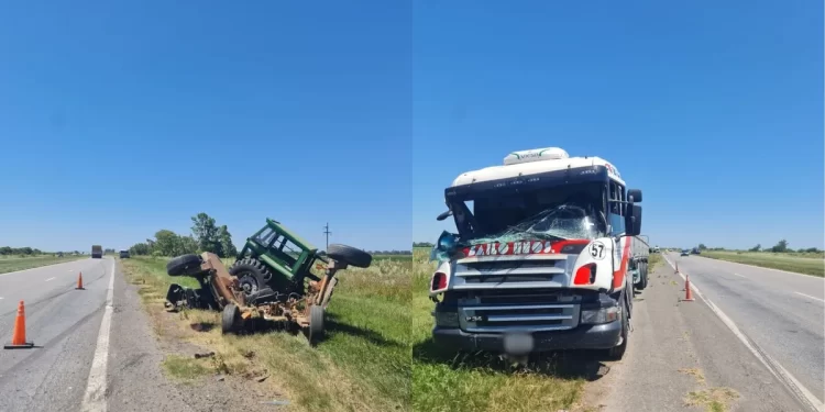 Colisionaron un camión y un tractor afectado a tareas de mantenimiento de la traza en la autopista Rosario–Santa Fe