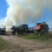 Incendio en una cosechadora en un campo de San Genaro