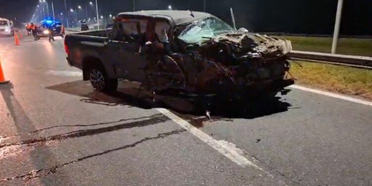 Impresionante choque en la autopista Rosario-Córdoba a la altura de San Jerónimo Sud