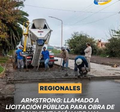 Armstrong llamó a licitación pública para una nueva obra de pavimentación urbana